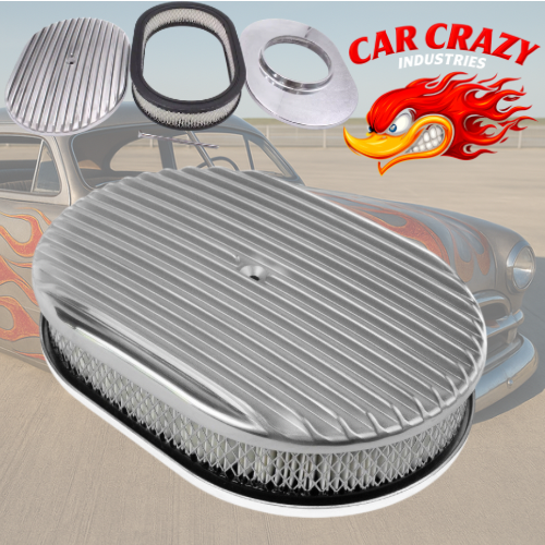 12” Oval Full Finned Polished Aluminium Air Cleaner