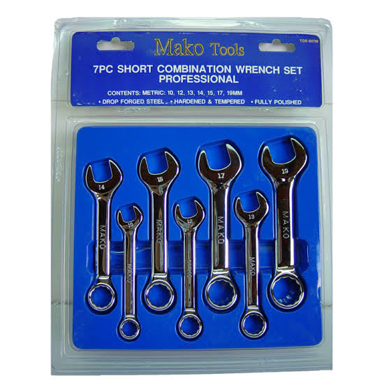 7 Pce Metric Stubby Spanner Set