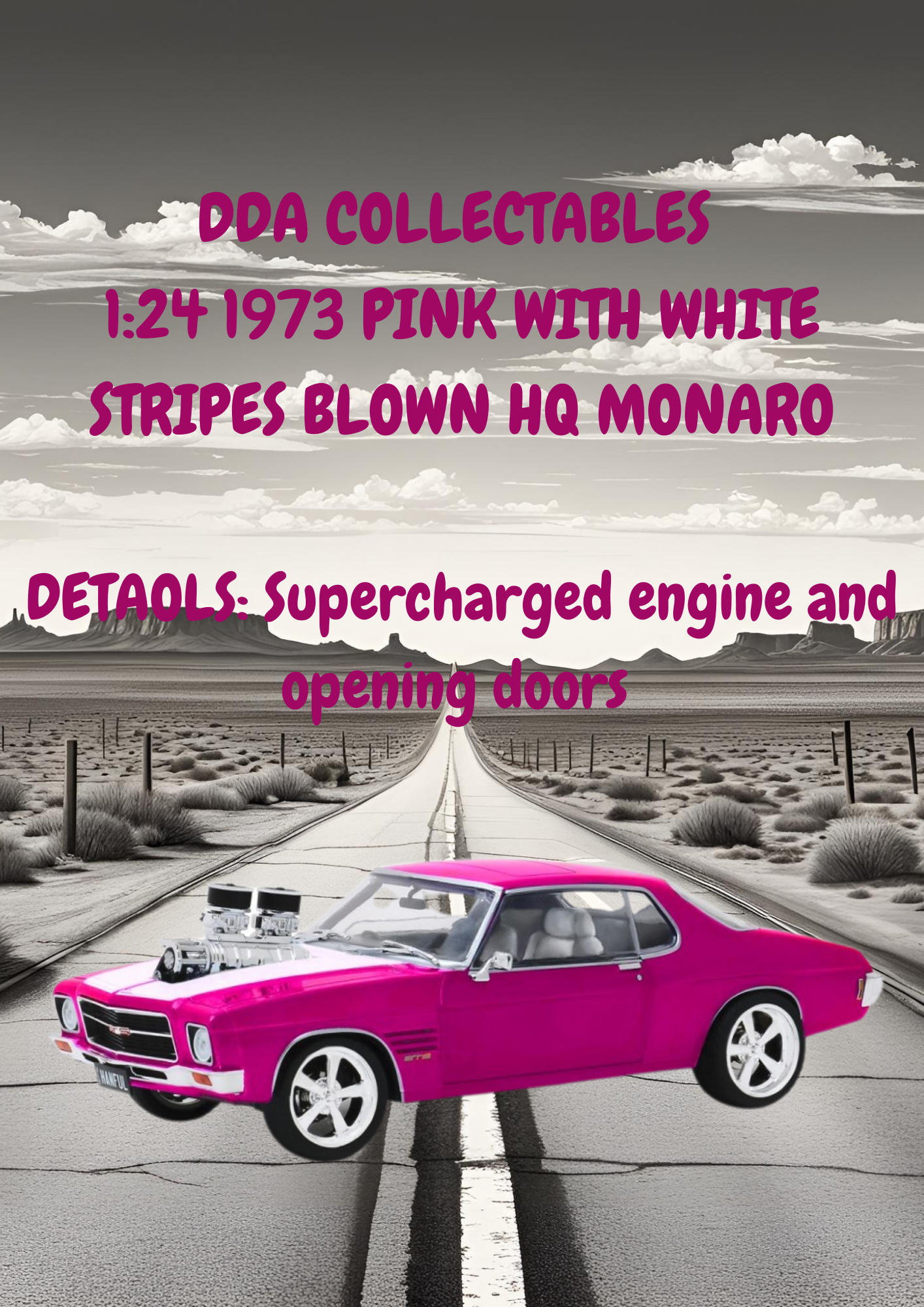 1:24 scale 1973 pink/white blown hq monaro