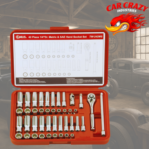 Genius Tools 42 Pce Metric&SAE 1/4" Deep Socket Set